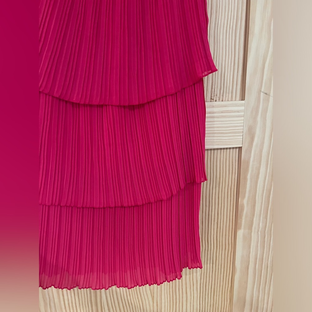 Pink Off The Shoulder Ruffle Midi Dress - Picture 3 of 6
